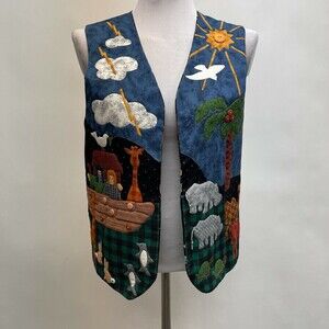Noah's Ark Women's Vest Top Small Medium Blue Multicolor Sleeveless